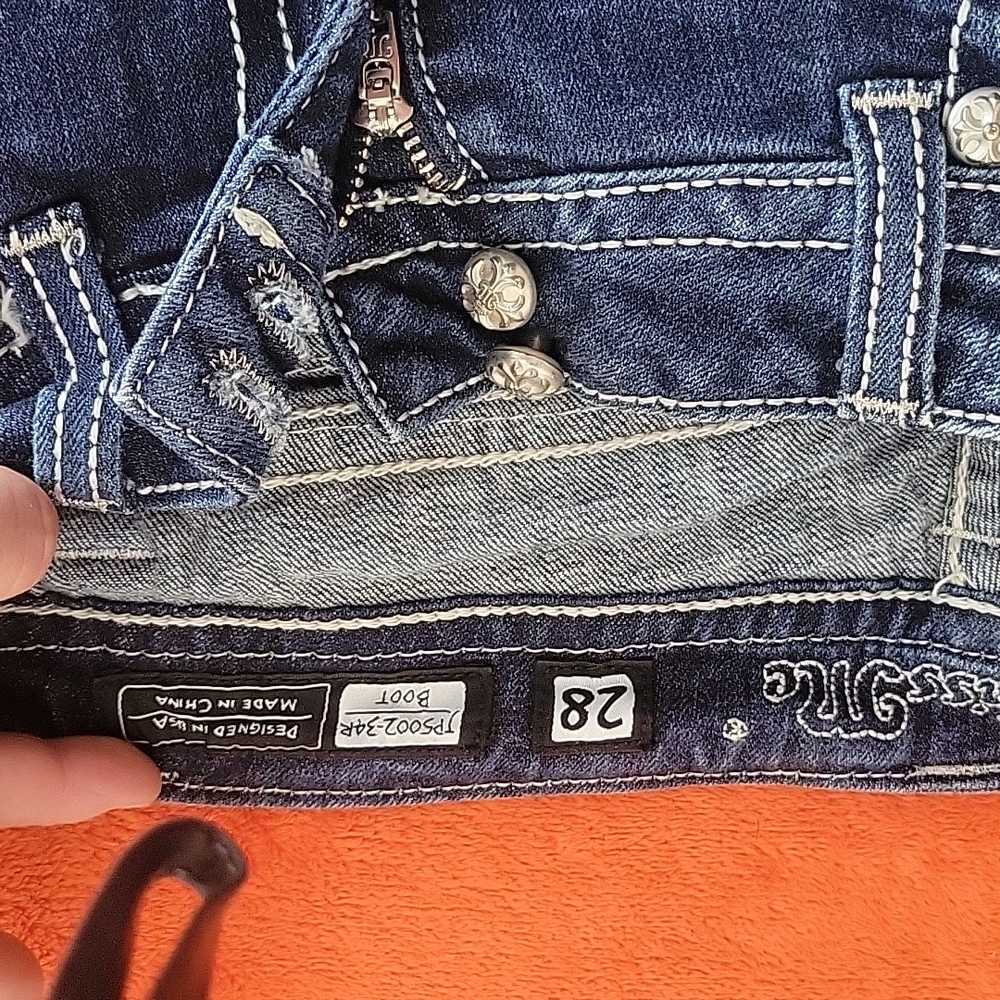 MISS ME JEANS bejeweled boot cut jeans style: JP5002-34R size 28 EUC Y2K fashion - Picture 10 of 11
